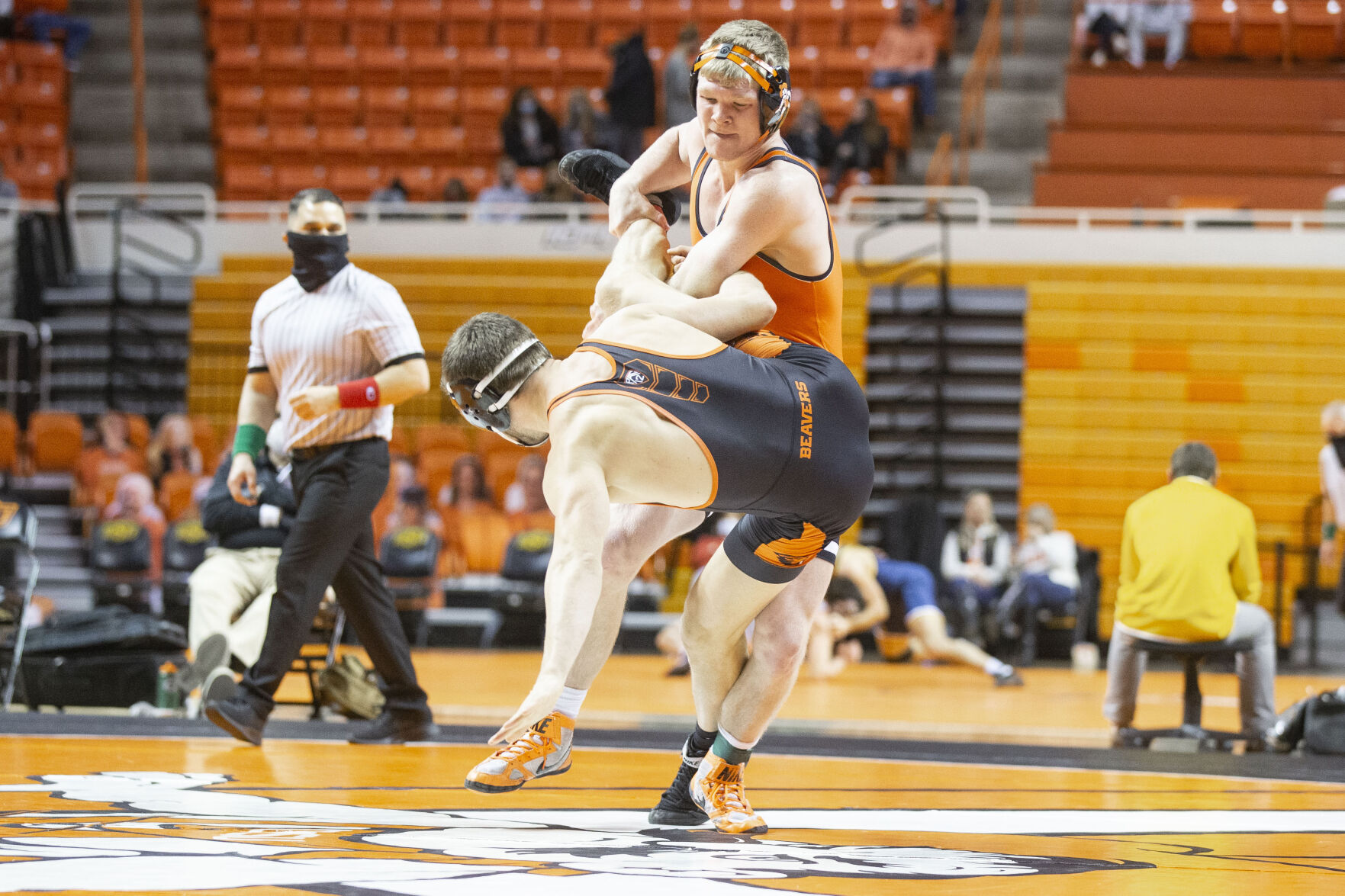 Oklahoma State Cowboy Wrestling vs Oregon State Beavers, Sunday, January 10, 2021, Gallagher-Iba Arena, Stillwater, OK. Bruce Waterfield/OSU Athletics